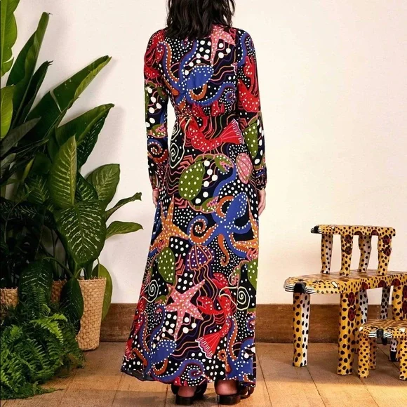 *NWT* Farm Río Under the Sea Printed Maxi Dress - Picture 4 of 6